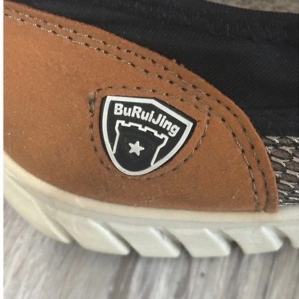 BuRuiJing Mens Slip On Mesh Sneakers Tan Brown Black Casual Walking Shoes‎ 270